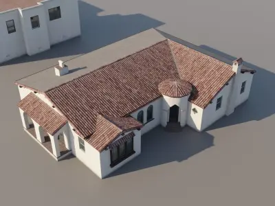 Spanish Revival - US West Coast California Buildings Low-poly 3D model