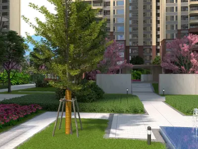 Landscape animation in gardens 3D model