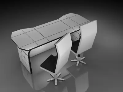 Office Chair And Table 3D model