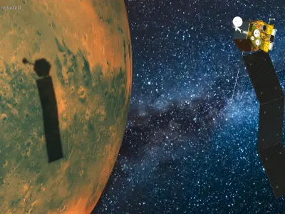  Satellite Station on Orbit Planet Mars 