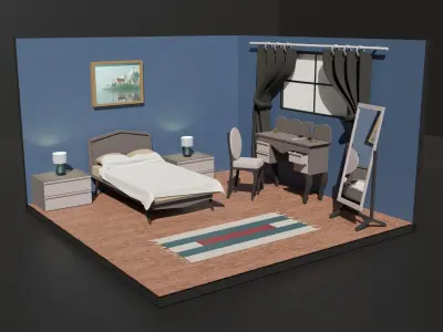 Isometric Bedroom Free low-poly 3D model