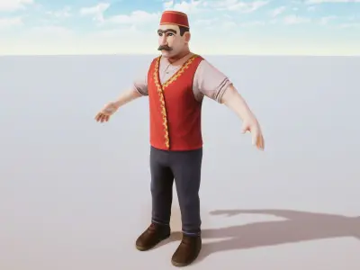 Stylized Character Bazar Dealer Rigged with Shape Keys Low-poly 3D model