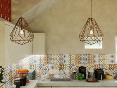 Rustic Village Kitchen Simple and Authentic Low-poly 3D model