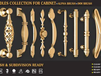 Handles Collection For Cabinet Vol 01 Low-poly 3D model