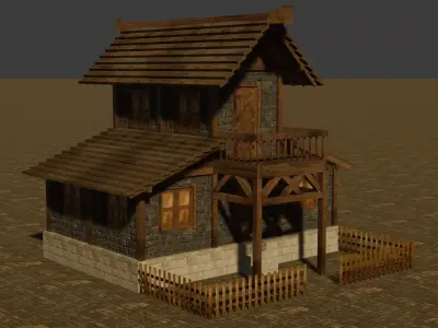 Medieval house ten Low-poly 3D model