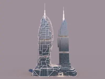 0185 - Skyscraper Architecture 3D Project - 2D Drawings 3D model