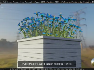 Public Plant Pot Wood-Version 3D Model Pack