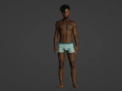 Realistic 3D Model of a Young Dark-Skinned Athlete 3D model