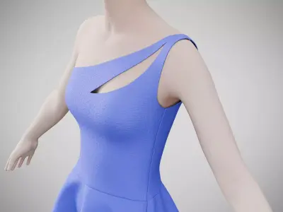 Dress 28 Very Light Blue Low-poly 3D model