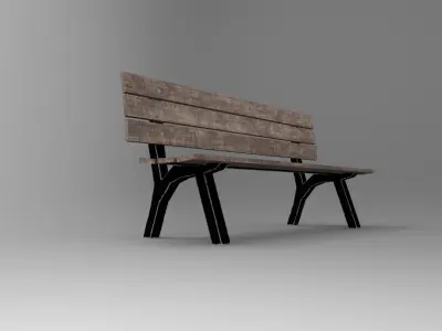 Bench wooden Low-poly 3D model