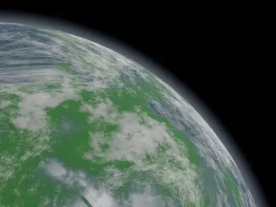 Earth-like Planet with Forests and Mountains 3D model