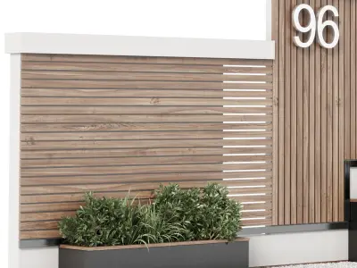 Door Outdoor entrance and fence and garden 03  3D model