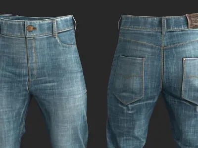 Male Jeans 2 Colors Low-poly 3D model