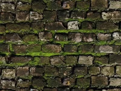 Mossy Old Brick Wall PBR Texture