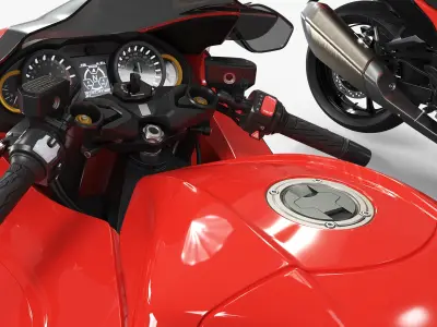  Sport-Touring Motorcycle Red Black Rigged for Cinema 4D 