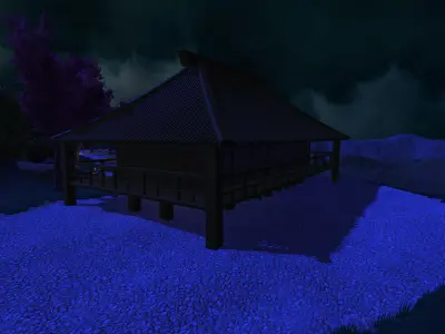 Temple outside of house at night 3D model