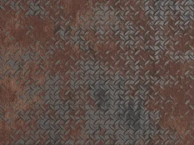 Rusty Dark Metal Diamond Tread Plate PBR Seamless Texture