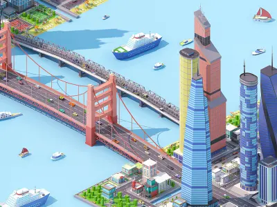 City 3 Low-poly 3D model