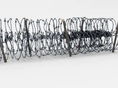 Low Poly Barb Wire Obstacle Low-poly 3D model