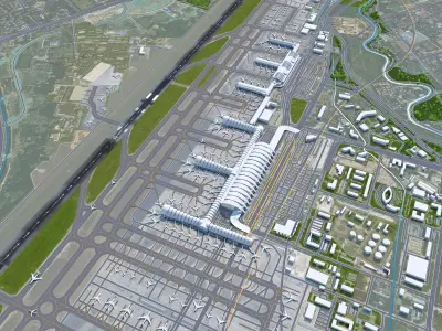 Chengdu Shuangliu International Airport 15km Low-poly 3D model