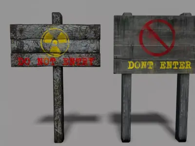 Warning sign Low-poly 3D model