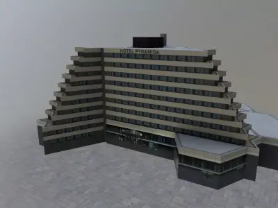 Prague Hotel Pyramida Low-poly 3D model