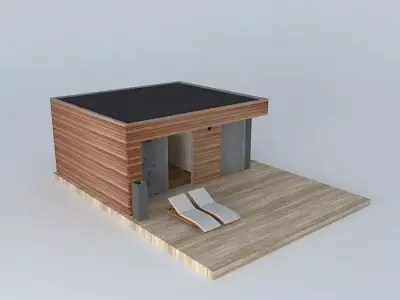 Modern small home exterior Free 3D model