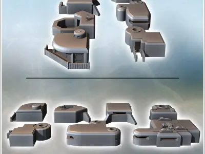 Set of seven military bunkers with different configurations 6 -  3D print model