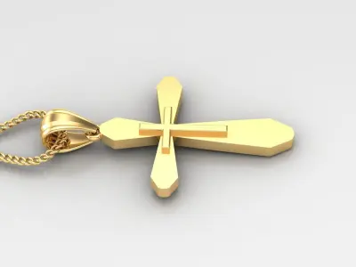 Light Gold 18K Cross Pendant 2CP044 3D print model