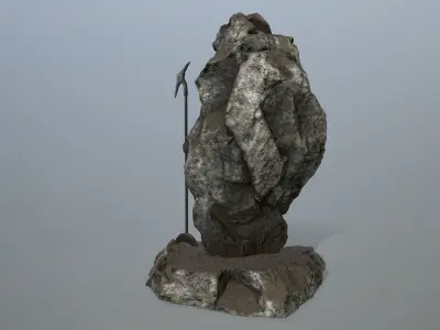 anibus statue of man holding spear Low-poly 3D model