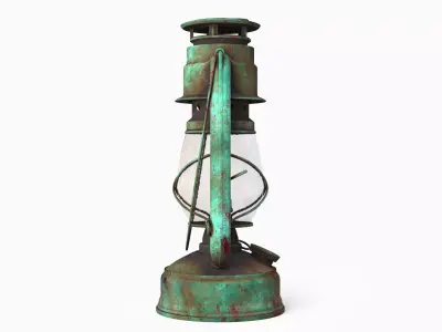 Old Green Lantern PBR Textures Low-poly 3D model