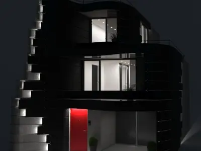 The facade of the house in Tokyo by designer Don Arad 3D model