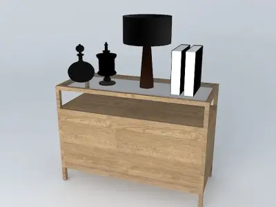 modern sideboard with accessories 3D model