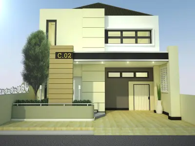 Two Story House Design 3D model