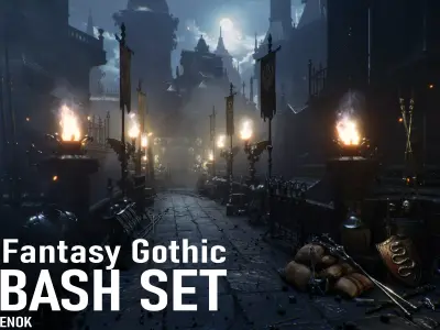 Dark Fantasy Gothic Environment Kitbash Low-poly 3D model
