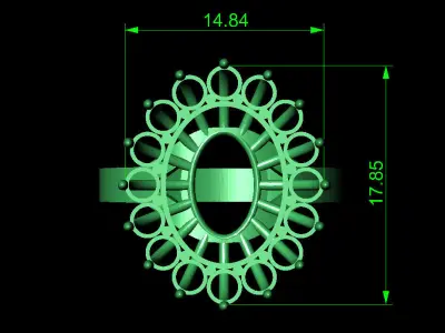 Women Ring 73 low weight oval top shape diamond women ring 3D print model