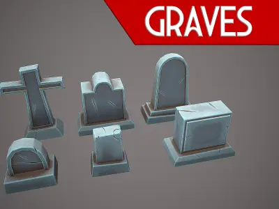 GRAVES STYLIZED CARTOON MINI PACK Low-poly 3D model