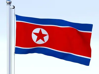 Animated North Korea Flag Low-poly 3D model