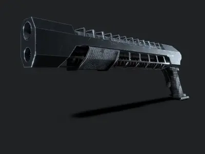 Sci-fi Teslapunk Shotgun LowPoly Low-poly 3D model
