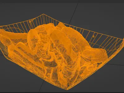 Potato dip dipping fried fry sauce with greens 3D model