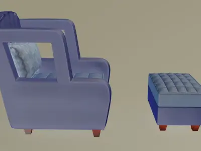 Wholes Armchair with pouf 3D model