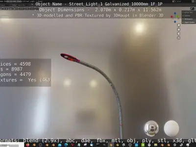 Street Light 1 Galvanized 10000mm 1F 1P Low-poly 3D model