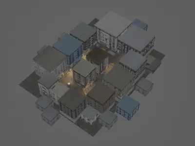 Post Apocalyptic Street Low-poly 3D model