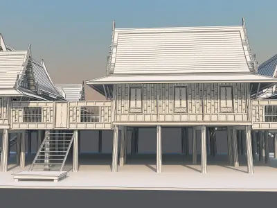 Wood home design as Thai Traditional house  Asian tropical style 3D model