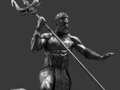 Poseidon Statue Low-poly 3D model