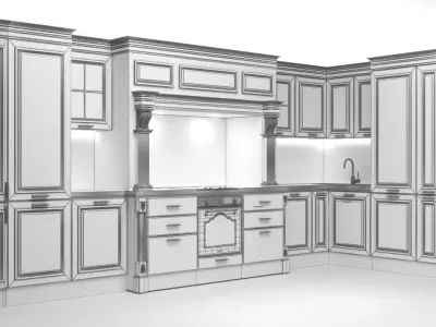 Beige classic kitchen Grangala 3D model