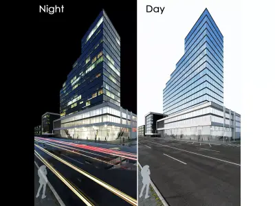 Office building Day Night 3D model