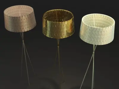 Lampshades floor lamp with geometric pattern 3D model