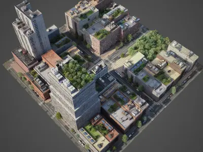 Realistic City District A33-A45 3D model