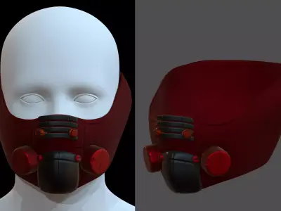 Gas mask helmet 3d model scifi Low-poly  Low-poly 3D model